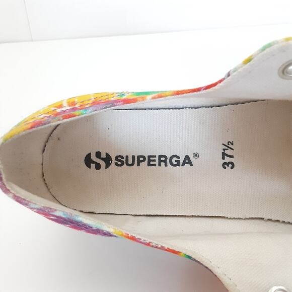 Superga Platform Sneakers Rainbow Neon Tie Dye Retro 70s Lace Up Womens 7 - Picture 8 of 11
